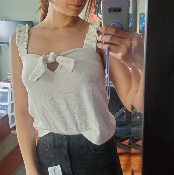 Texture & Thread Ruffle strap tie front top - Picture 3 of 3